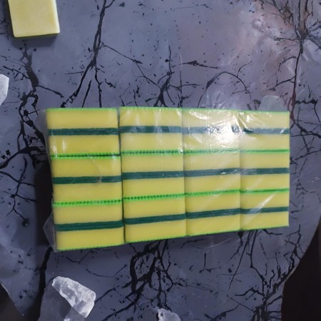 ليف جلي قطعتين اسفنج مع لباد خشن اخضر